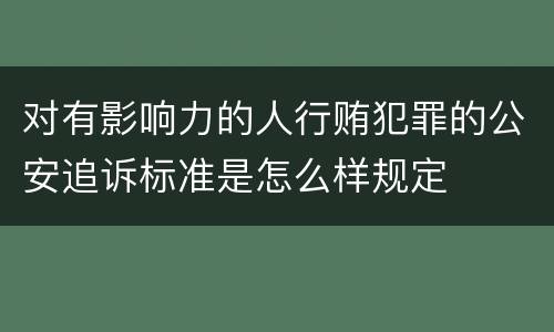 对有影响力的人行贿犯罪的公安追诉标准是怎么样规定