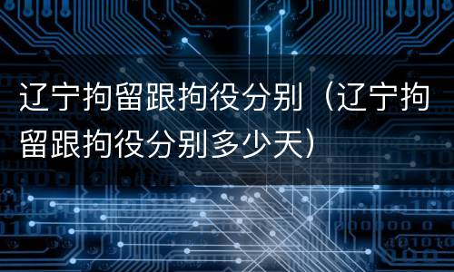 辽宁拘留跟拘役分别（辽宁拘留跟拘役分别多少天）