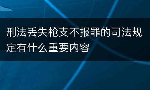 刑法丢失枪支不报罪的司法规定有什么重要内容