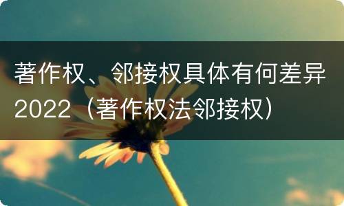 著作权、邻接权具体有何差异2022（著作权法邻接权）