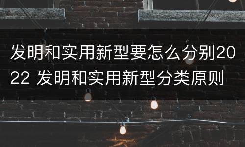 发明和实用新型要怎么分别2022 发明和实用新型分类原则