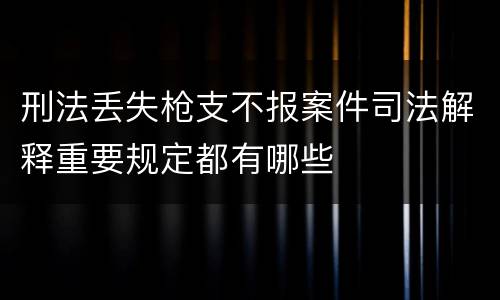 刑法丢失枪支不报案件司法解释重要规定都有哪些