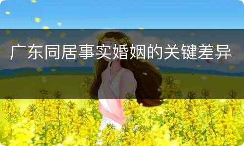 广东同居事实婚姻的关键差异