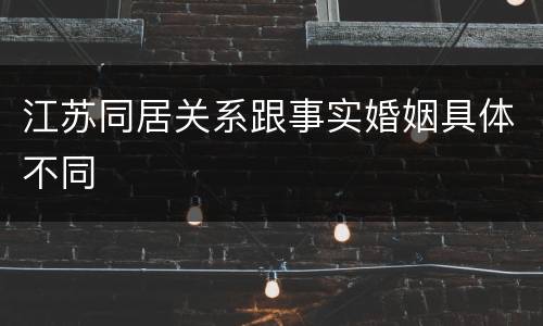 江苏同居关系跟事实婚姻具体不同