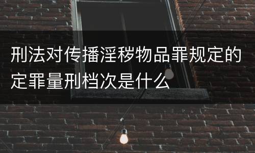 刑法对传播淫秽物品罪规定的定罪量刑档次是什么