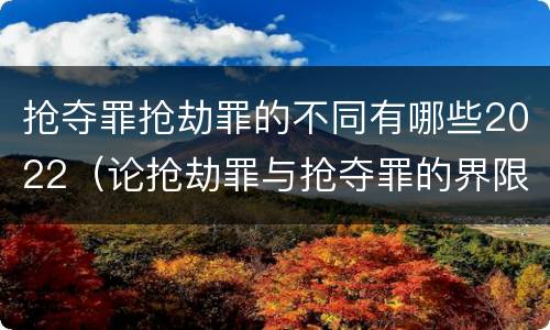抢夺罪抢劫罪的不同有哪些2022（论抢劫罪与抢夺罪的界限）