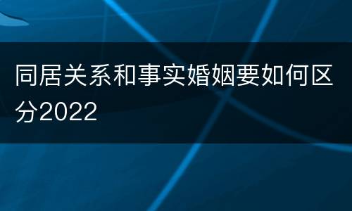 同居关系和事实婚姻要如何区分2022