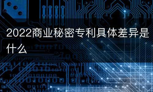 2022商业秘密专利具体差异是什么