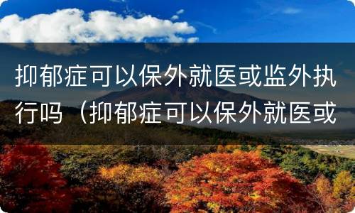抑郁症可以保外就医或监外执行吗（抑郁症可以保外就医或监外执行吗知乎）