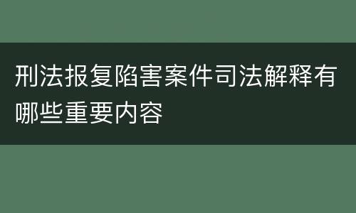 刑法报复陷害案件司法解释有哪些重要内容