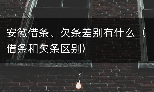 安徽借条、欠条差别有什么（借条和欠条区别）