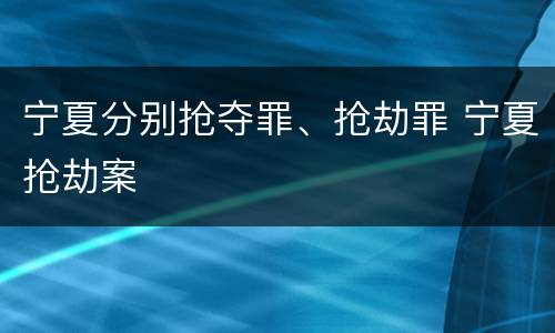 宁夏分别抢夺罪、抢劫罪 宁夏抢劫案