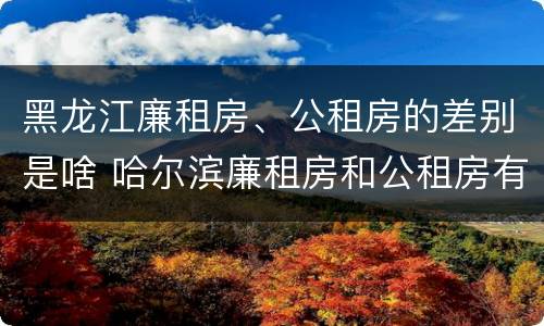 黑龙江廉租房、公租房的差别是啥 哈尔滨廉租房和公租房有什么区别
