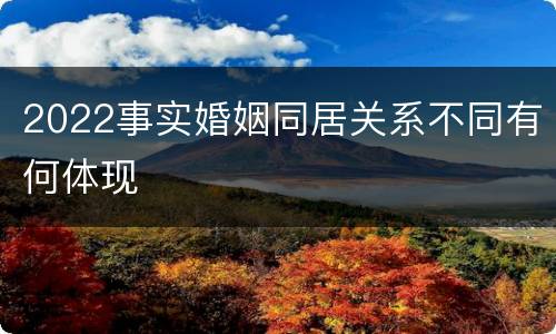 2022事实婚姻同居关系不同有何体现