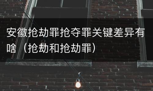 安徽抢劫罪抢夺罪关键差异有啥（抢劫和抢劫罪）