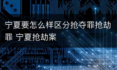 宁夏要怎么样区分抢夺罪抢劫罪 宁夏抢劫案
