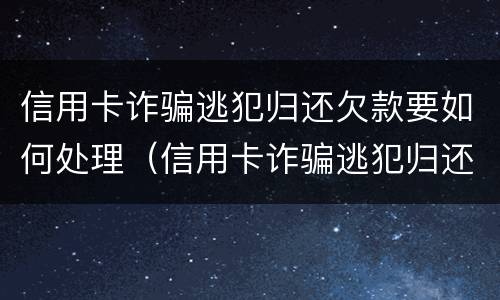 信用卡诈骗逃犯归还欠款要如何处理（信用卡诈骗逃犯归还欠款要如何处理好）