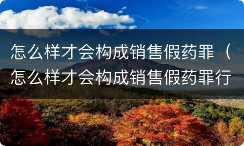 怎么样才会构成销售假药罪（怎么样才会构成销售假药罪行）