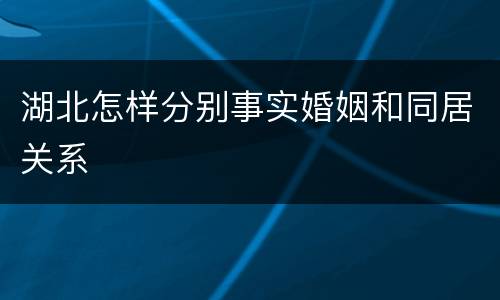湖北怎样分别事实婚姻和同居关系