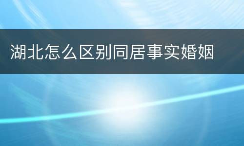 湖北怎么区别同居事实婚姻