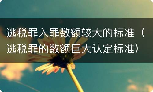 逃税罪入罪数额较大的标准（逃税罪的数额巨大认定标准）
