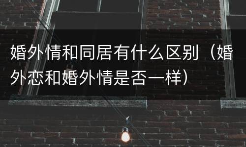 婚外情和同居有什么区别（婚外恋和婚外情是否一样）