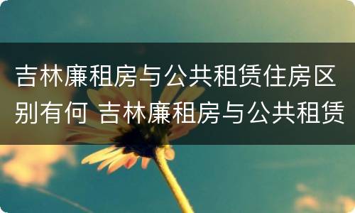 吉林廉租房与公共租赁住房区别有何 吉林廉租房与公共租赁住房区别有何不同