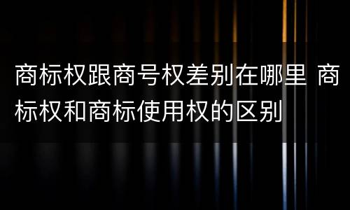 商标权跟商号权差别在哪里 商标权和商标使用权的区别