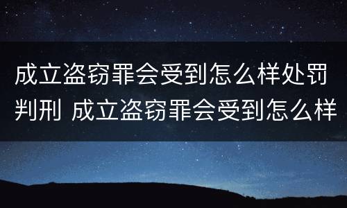 成立盗窃罪会受到怎么样处罚判刑 成立盗窃罪会受到怎么样处罚判刑吗