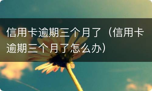 信用卡逾期三个月了（信用卡逾期三个月了怎么办）