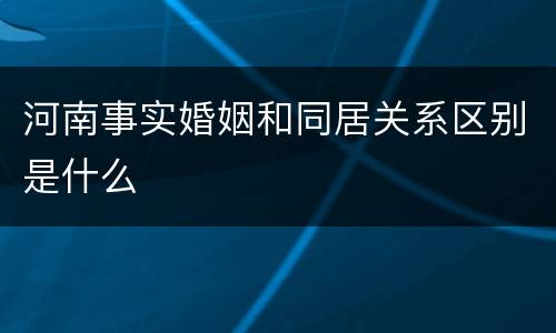 河南事实婚姻和同居关系区别是什么