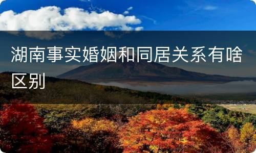 湖南事实婚姻和同居关系有啥区别