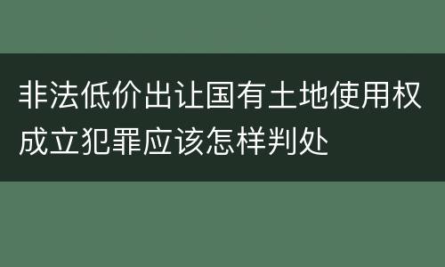 非法低价出让国有土地使用权成立犯罪应该怎样判处