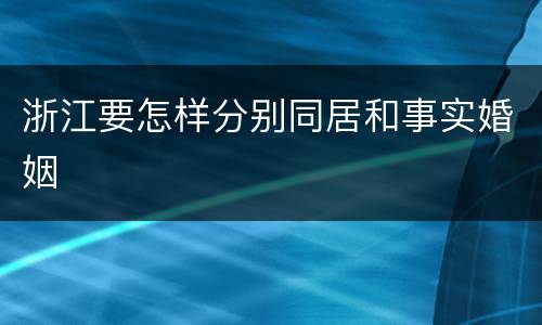 浙江要怎样分别同居和事实婚姻