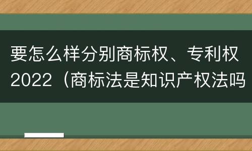 要怎么样分别商标权、专利权2022（商标法是知识产权法吗）