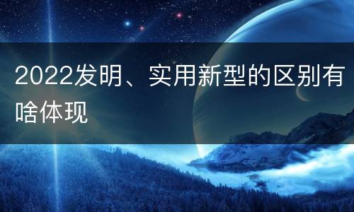 2022发明、实用新型的区别有啥体现