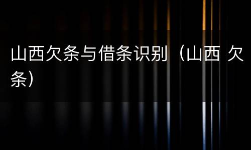 山西欠条与借条识别（山西 欠条）