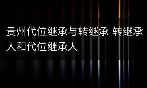 贵州代位继承与转继承 转继承人和代位继承人