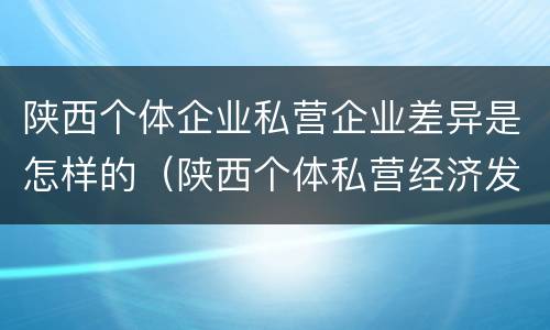陕西个体企业私营企业差异是怎样的（陕西个体私营经济发展综合服务平台）
