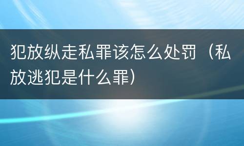 犯放纵走私罪该怎么处罚（私放逃犯是什么罪）