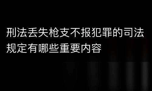 刑法丢失枪支不报犯罪的司法规定有哪些重要内容