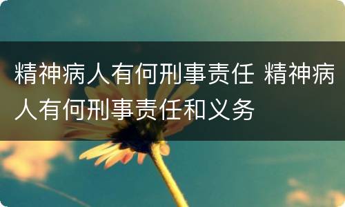 精神病人有何刑事责任 精神病人有何刑事责任和义务