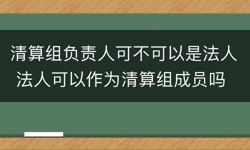 清算组负责人可不可以是法人 法人可以作为清算组成员吗