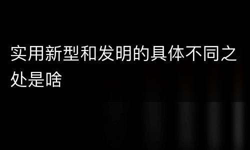 实用新型和发明的具体不同之处是啥