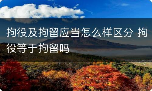 拘役及拘留应当怎么样区分 拘役等于拘留吗