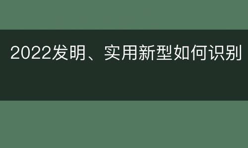 2022发明、实用新型如何识别