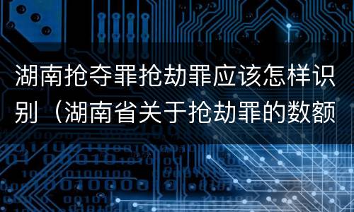 湖南抢夺罪抢劫罪应该怎样识别（湖南省关于抢劫罪的数额规定）