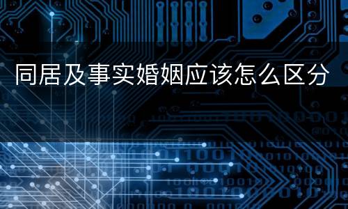 同居及事实婚姻应该怎么区分