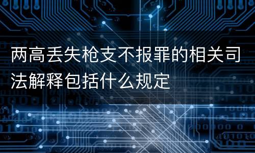 两高丢失枪支不报罪的相关司法解释包括什么规定