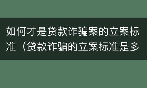如何才是贷款诈骗案的立案标准（贷款诈骗的立案标准是多少）